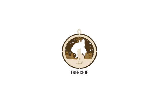3 Layer Dog Ornament - Frenchie - Laser Engraved Wood | Made in America