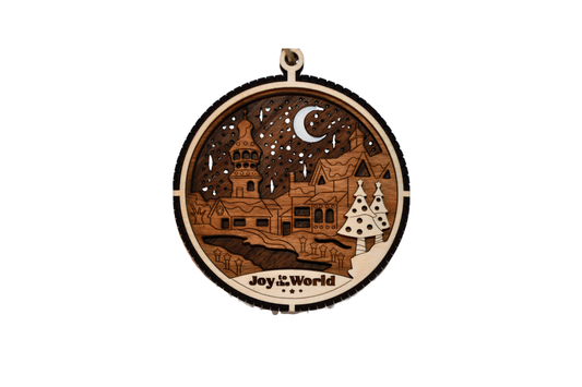 3 Layer Christmas Ornament - Joy to the World - Laser Engraved Wood | Made in America