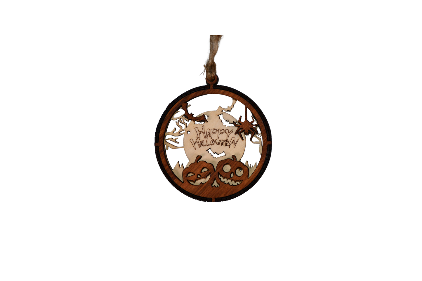 2 Layer Halloween Ornament - Jack-O-Lantern - Laser Engraved Wood | Made in America