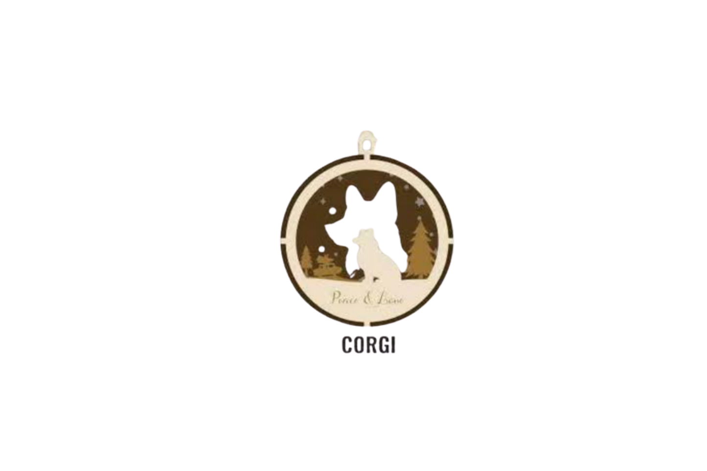 3 Layer Dog Ornament - Corgi - Laser Engraved Wood | Made in America