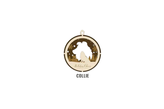 3 Layer Dog Ornament - Collie - Laser Engraved Wood | Made in America