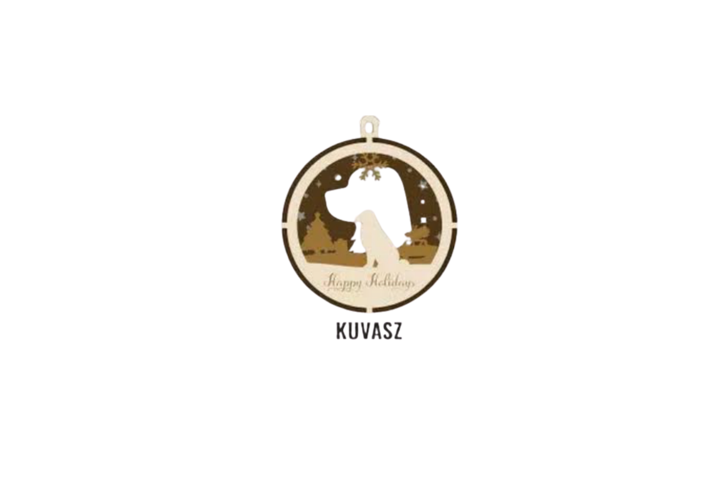 3 Layer Dog Ornament - Kuvasz - Laser Engraved Wood | Made in America