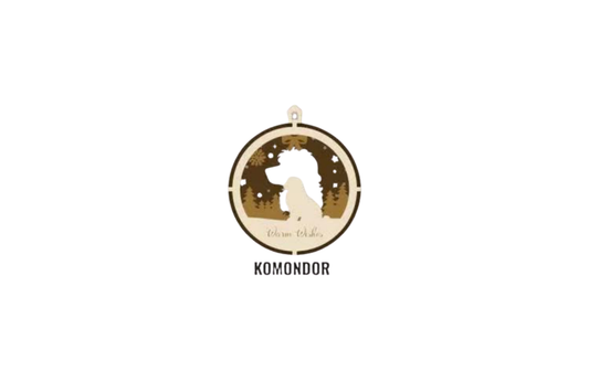 3 Layer Dog Ornament - Komondor - Laser Engraved Wood | Made in America