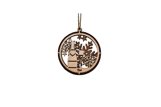 2 Layer Christmas Ornament - Cheers - Laser Engraved Wood | Made in America
