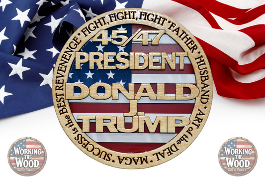 American Presidents' (DJT) Emblem - 4 Inch Round with Stand
