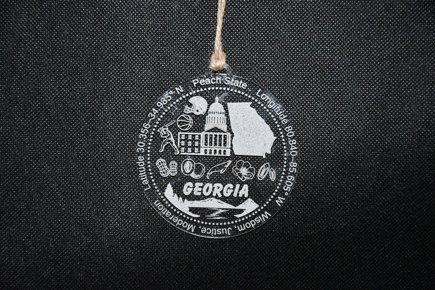 Clear Acrylic State Christmas Ornament - Georgia