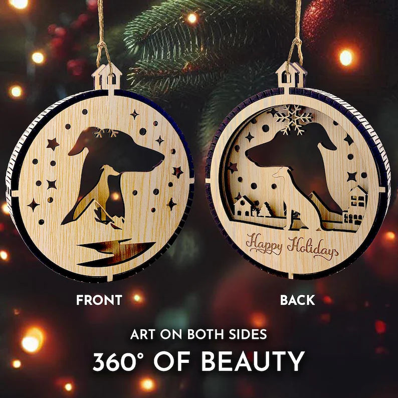 3 Layer Dog Ornament - Briard - Laser Engraved Wood | Made in America