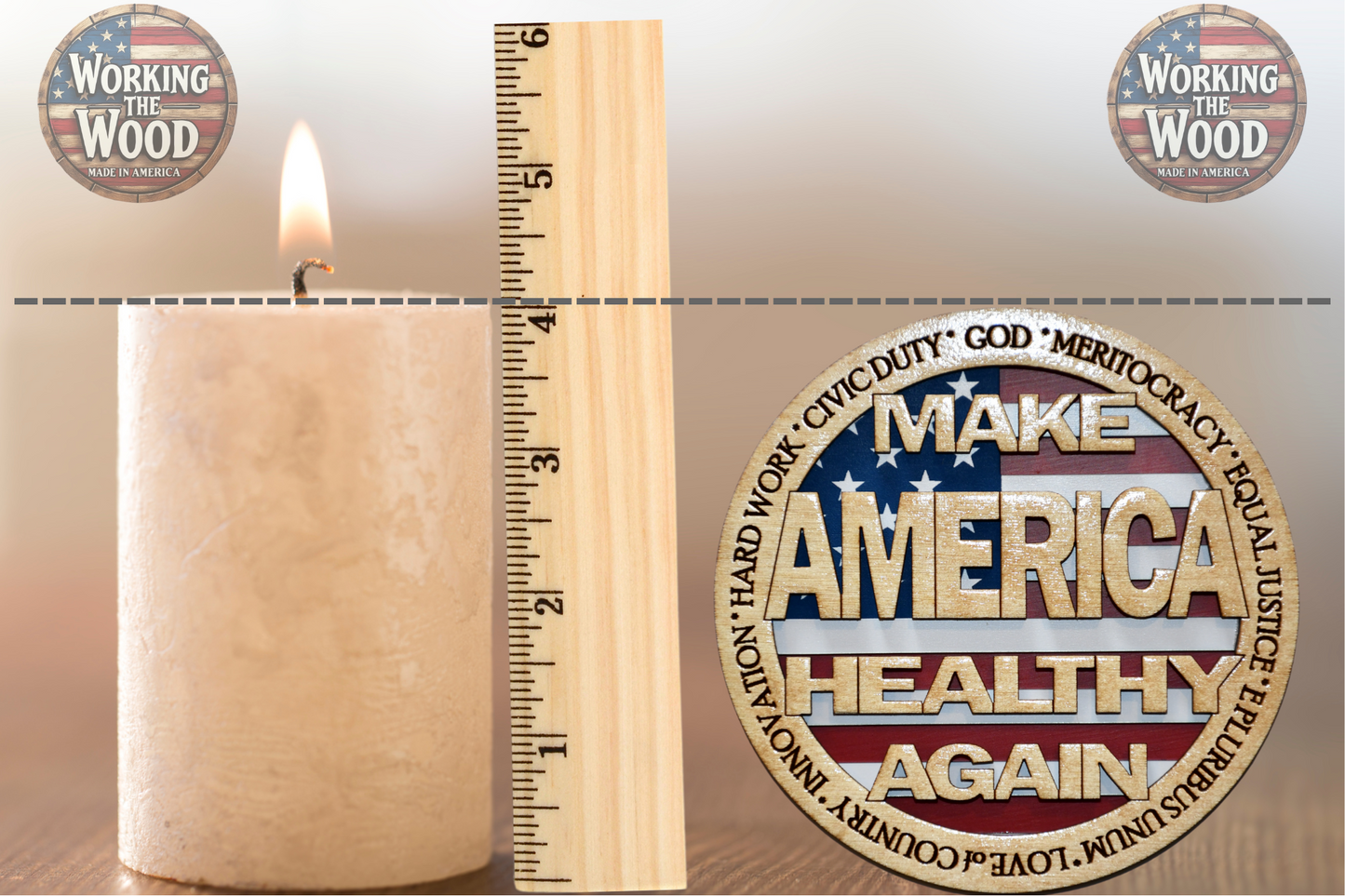 Make America HEALTHY Again Emblem - 4 Inch Round with Stand